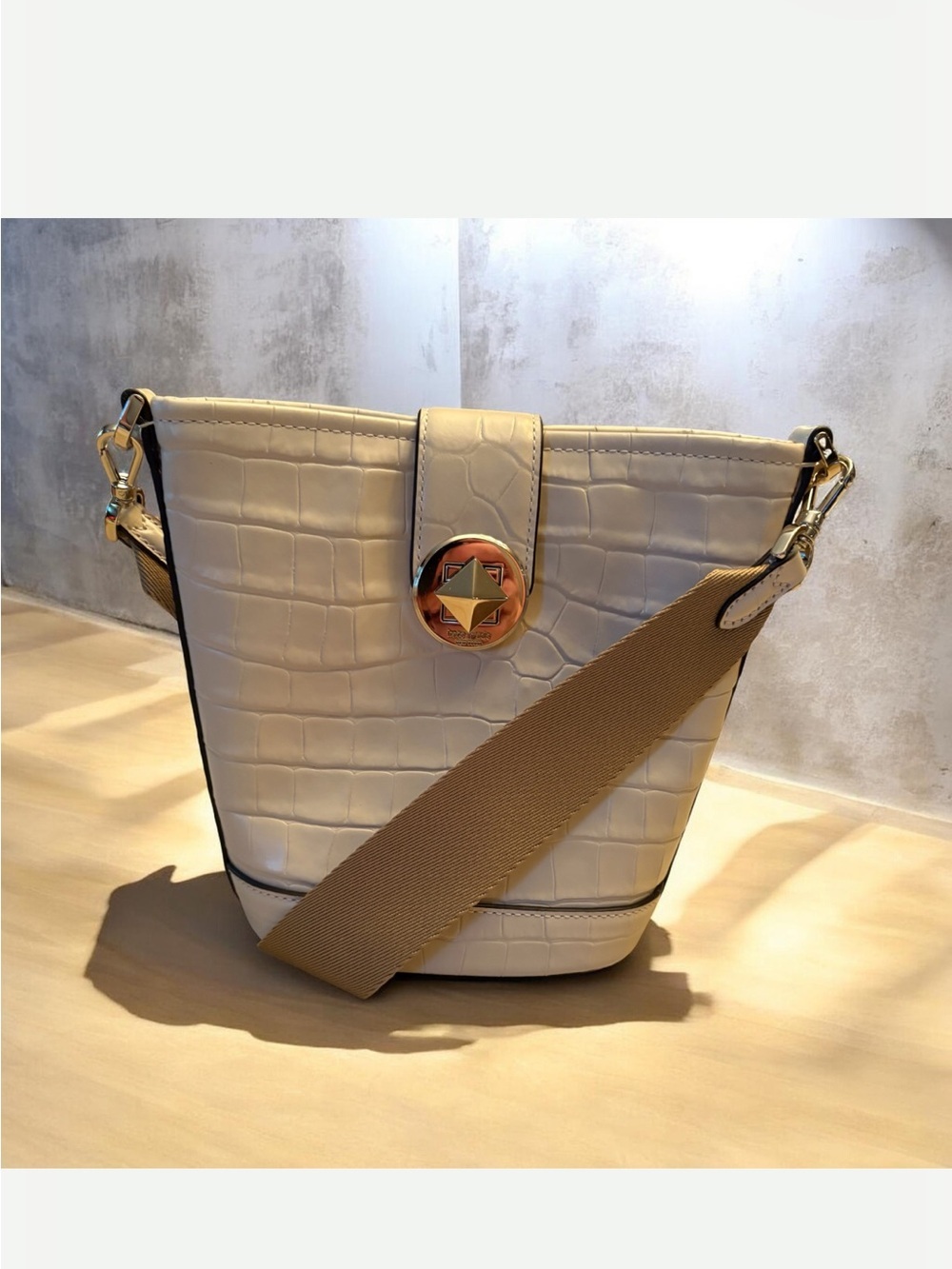 Kate Spade New York Audrey Mini Croc Embossed Bucket Crossbody Bag